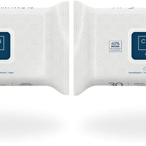 Clean Skin Club Clean Wipes, XL Makeup Remover Face Wipes, Textured Cleansing Facial Wipes for Sensitive Skin, Hypoallergenic, Fragrance-Free, Vegan, 40% Bigger, 30 Count